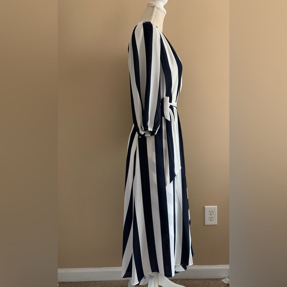 Wrap Navy and White Maxi Dress - Picture 3 of 13